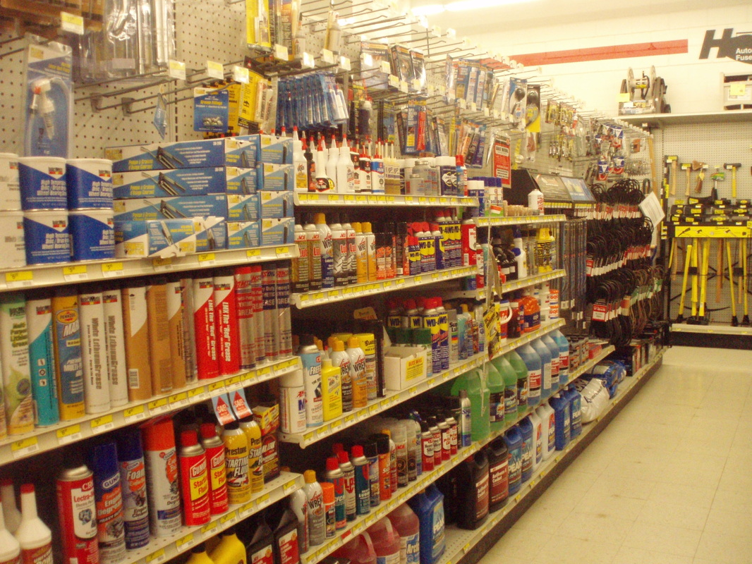 Automotive aisle; lubricants, oils, v belts